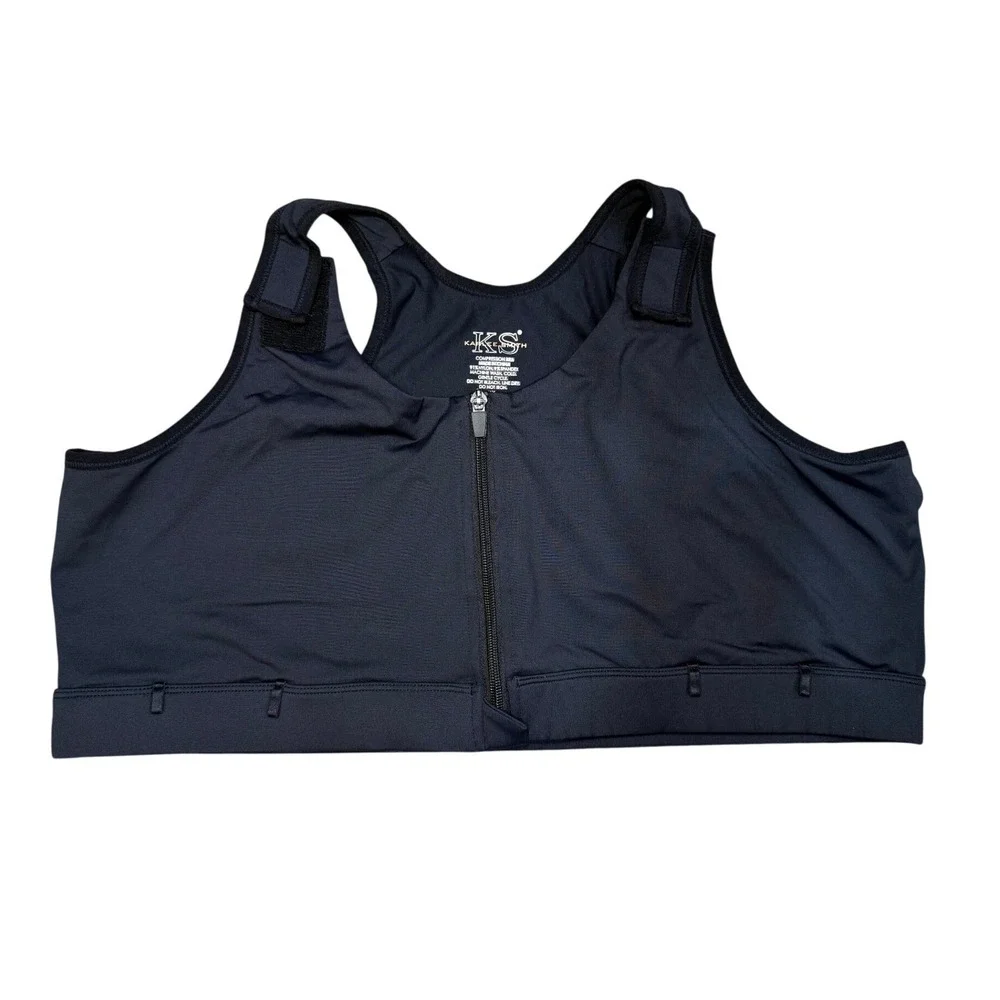 Karlee Smith Mastectomy Bra XXL‎ Front Zip Post Surgical Compression Black